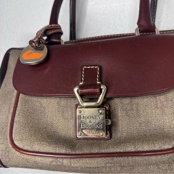 Dooney & Bourke Leather Trim Y2K Canvas Satchel Bag - Picture 2 of 11